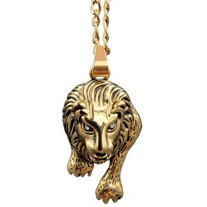 Anthony Jacobs 18k Gold-Plated Stainless Steel & Simulated Diamond Lion Necklace